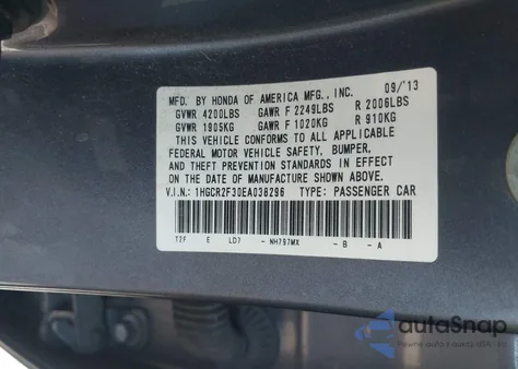 2014 Honda Accord Lx from USA, damaged, VIN 1HGCR2F30EA038296